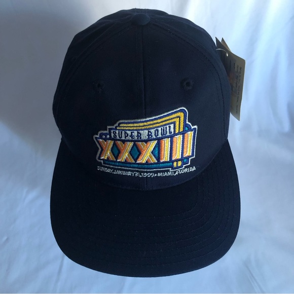 Officially Licensed Super Bowl XXXIII Embroidered Snapback Cap Hat - Navy Blue - Picture 2 of 16